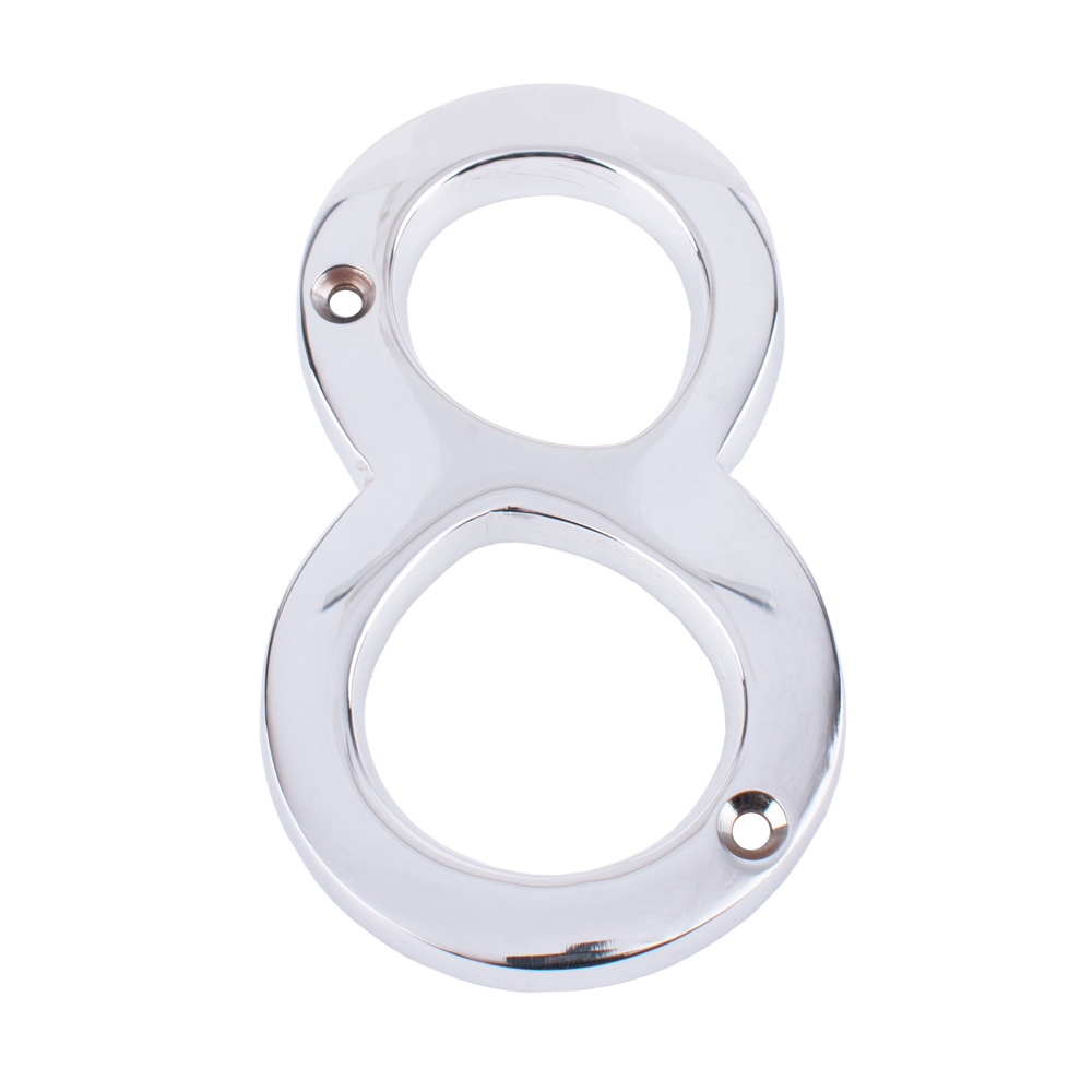Dart Number 8 Door Numeral - Polished Chrome